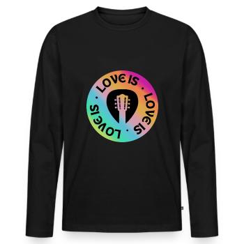 Guitar: Love is - Men's Premium Organic Long Sleeve Shirt - black - Front - Nico (187cm)