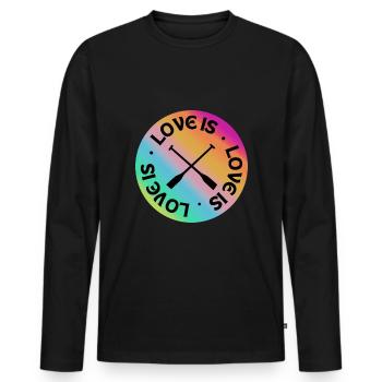 Aviron : L’amour est. - T-shirt manches longues Premium bio Homme - noir - Devant - Nico (187cm)