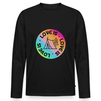 Camping: Liebe ist. - Männer Premium Bio Langarmshirt - Schwarz - Vorne - Nico (187cm)