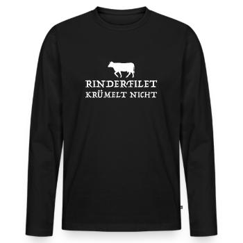 Rinderfilet krümelt nicht | Grill, lustige Sprüche - Männer Premium Bio Langarmshirt - Schwarz - Vorne - Nico (187cm)