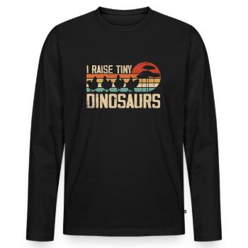 Ich ziehe winzige Dinosaurier auf Vintage Retro Huhn - Männer Premium Bio Langarmshirt - Schwarz - Vorne - Nico (187cm)
