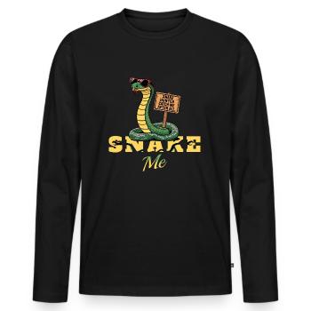 Schlangen Jäger fang mich doch ! - Männer Premium Bio Langarmshirt - Schwarz - Vorne - Nico (187cm)