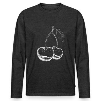 Cherries - Men's Premium Organic Long Sleeve Shirt - heather anthracite - Front - Nico (187cm)