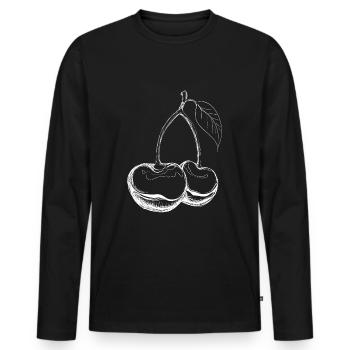 Kirschen - Männer Premium Bio Langarmshirt - Schwarz - Vorne - Nico (187cm)