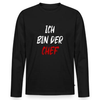 Ich bin der Chef - Männer Premium Bio Langarmshirt - Schwarz - Vorne - Nico (187cm)