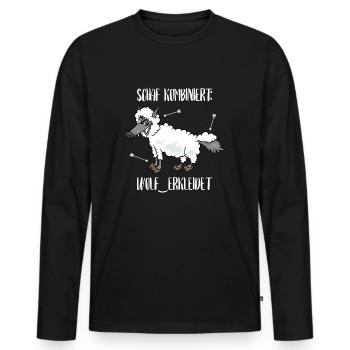 Schaf Wolf Schafspelz Spruch lustig - Männer Premium Bio Langarmshirt - Schwarz - Vorne - Nico (187cm)