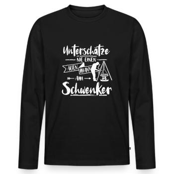 Saarländer Mann schwenker Saarland Shirt - Männer Premium Bio Langarmshirt - Schwarz - Vorne - Nico (187cm)
