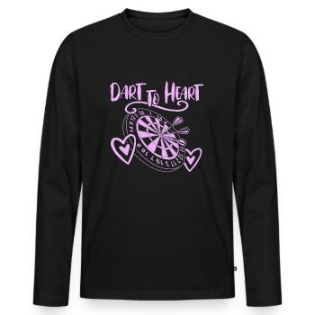 Dart to Heart Darts Frauen - Männer Premium Bio Langarmshirt - Schwarz - Vorne - Nico (187cm)