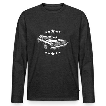 Muscle car Voiture américaine - T-shirt manches longues Premium bio Homme - anthracite chiné - Devant - Nico (187cm)