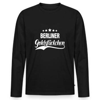 Berliner Goldstückchen Berlin - Männer Premium Bio Langarmshirt - Schwarz - Vorne - Nico (187cm)