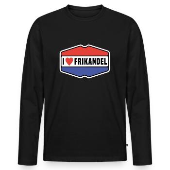 Frikandel j'adore les frikandels - T-shirt manches longues Premium bio Homme - noir - Devant - Nico (187cm)