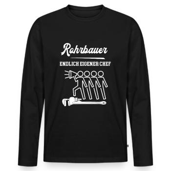 Rohrbauer Chef Rohrbau Meister Tiefbau Straßenbau - Männer Premium Bio Langarmshirt - Schwarz - Vorne - Nico (187cm)
