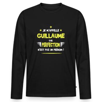Guillaume cadeau humour et drôle - T-shirt manches longues Premium bio Homme - noir - Devant - Nico (187cm)