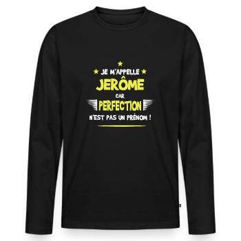 Jerôme cadeau humour et drôle - T-shirt manches longues Premium bio Homme - noir - Devant - Nico (187cm)