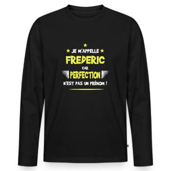 Frederic cadeau humour et drôle - T-shirt manches longues Premium bio Homme - noir - Devant - Nico (187cm)
