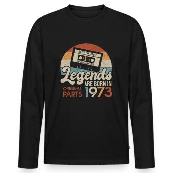 Legends Casette 1973 Geburtstagsgeschenk 50 Jahre - Männer Premium Bio Langarmshirt - Schwarz - Vorne - Nico (187cm)