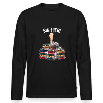 Nur noch ein Buch versprochen Book Nerd Bücherwurm - Männer Premium Bio Langarmshirt - Schwarz - Vorne - Nico (187cm)