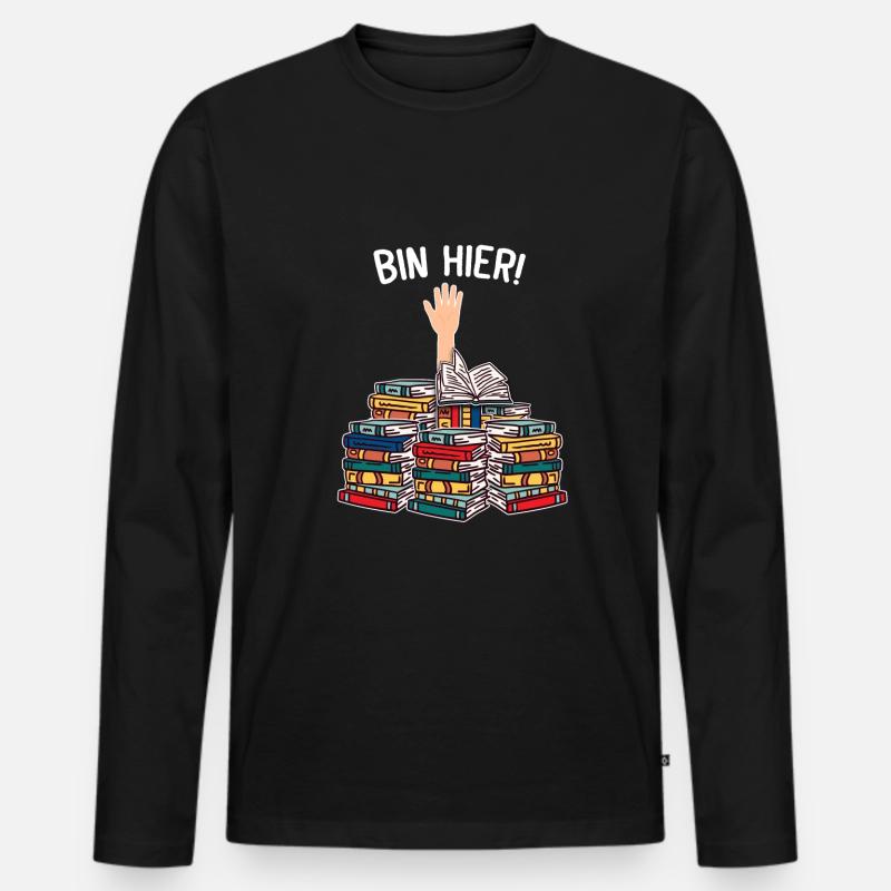 Nur noch ein Buch versprochen Book Nerd Bücherwurm - Männer Premium Bio Langarmshirt - Schwarz