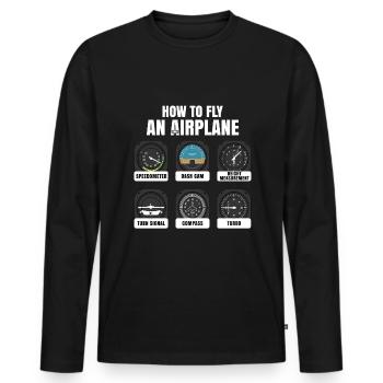 Pilote d’avion Pilote Pilote - T-shirt manches longues Premium bio Homme - noir - Devant - Nico (187cm)