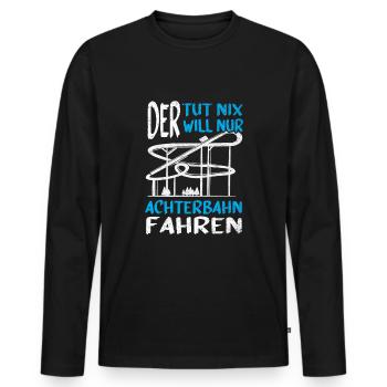 Achterbahn Freizeitpark Rollercoaster - Männer Premium Bio Langarmshirt - Schwarz - Vorne - Nico (187cm)