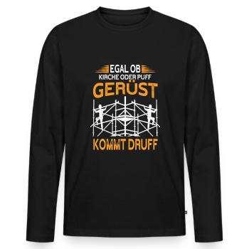 Gerüstbauer Sprüche Baustelle Gerüstbau - Männer Premium Bio Langarmshirt - Schwarz - Vorne - Nico (187cm)