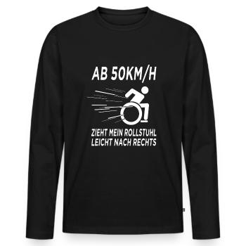Lustiger Rollstuhlfahrer - Männer Premium Bio Langarmshirt - Schwarz - Vorne - Nico (187cm)