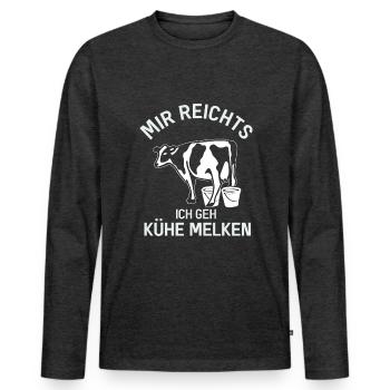 Kühe melken Bäuerin Kuh Milchbauern Landwirtin - Männer Premium Bio Langarmshirt - Anthrazit meliert - Vorne - Nico (187cm)