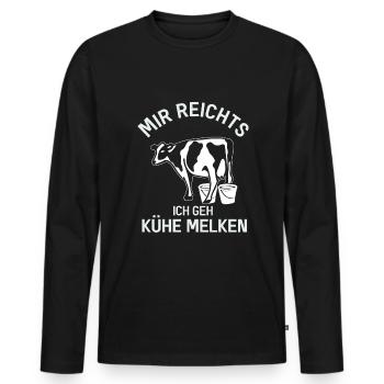 Kühe melken Bäuerin Kuh Milchbauern Landwirtin - Männer Premium Bio Langarmshirt - Schwarz - Vorne - Nico (187cm)