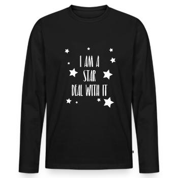 Je suis une star, supporte ça - T-shirt manches longues Premium bio Homme - noir - Devant - Nico (187cm)