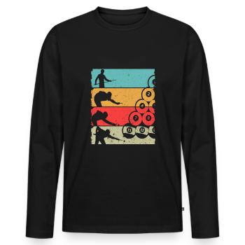Billard de billard Disant Joueur de billard - T-shirt manches longues Premium bio Homme - noir - Devant - Nico (187cm)