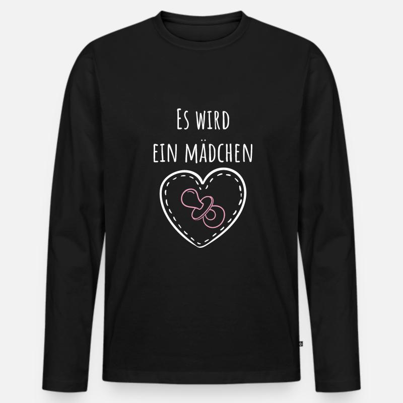 Es wird ein Mädchen! - Männer Premium Bio Langarmshirt - Schwarz