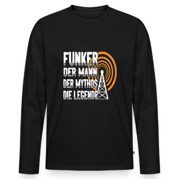 Amateurfunken Hobby Funker Ham radio Funkgerät - Männer Premium Bio Langarmshirt - Schwarz - Vorne - Nico (187cm)