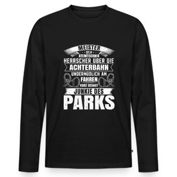 Achterbahn Freizeitpark Rollercoaster - Männer Premium Bio Langarmshirt - Schwarz - Vorne - Nico (187cm)
