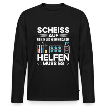 Apotheker Spruch PTA Pharmazeut Apotheke - Männer Premium Bio Langarmshirt - Schwarz - Vorne - Nico (187cm)