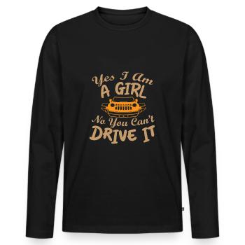 Frau mit Geländewagen - Männer Premium Bio Langarmshirt - Schwarz - Vorne - Nico (187cm)