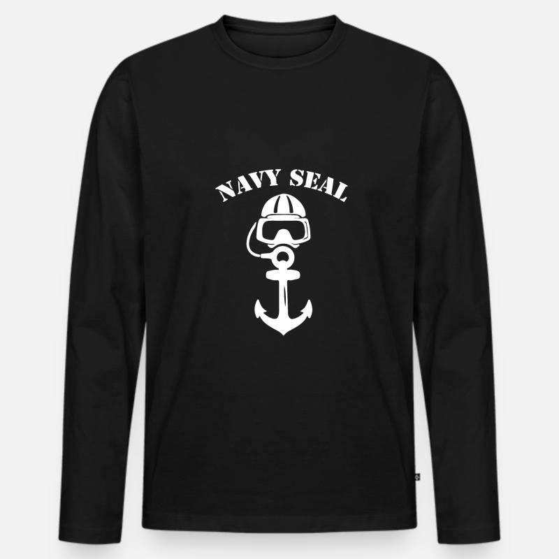 Navy Seals - Männer Premium Bio Langarmshirt - Schwarz