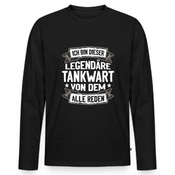 Tankwart Tankstelle Zapfsäule - Männer Premium Bio Langarmshirt - Schwarz - Vorne - Nico (187cm)