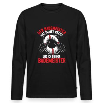 Bademeister - Männer Premium Bio Langarmshirt - Schwarz - Vorne - Nico (187cm)
