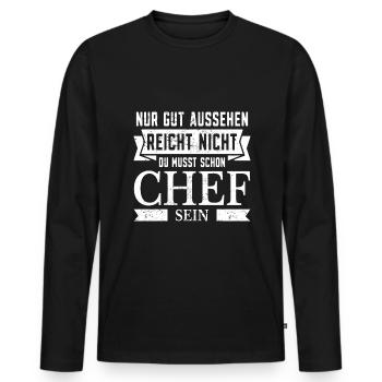 Chef Abteilungsleiter Schaf Boss - Männer Premium Bio Langarmshirt - Schwarz - Vorne - Nico (187cm)