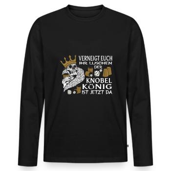 Bin am Knobeln spielen Schocken - Männer Premium Bio Langarmshirt - Schwarz - Vorne - Nico (187cm)
