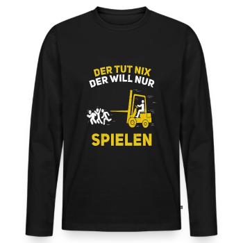 Staplerfahrer Lagerist Gabelstaplerfahrer - Männer Premium Bio Langarmshirt - Schwarz - Vorne - Nico (187cm)