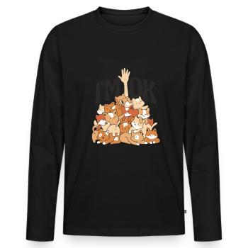 Drôle de chat Pile Amoureux des chats - T-shirt manches longues Premium bio Homme - noir - Devant - Nico (187cm)
