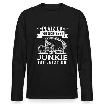 Achterbahn Freizeitpark Rollercoaster - Männer Premium Bio Langarmshirt - Schwarz - Vorne - Nico (187cm)