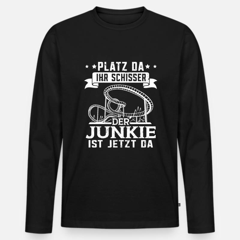 Achterbahn Freizeitpark Rollercoaster - Männer Premium Bio Langarmshirt - Schwarz