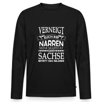 Bester Sachse Ossi Ostdeutscher - Männer Premium Bio Langarmshirt - Schwarz - Vorne - Nico (187cm)