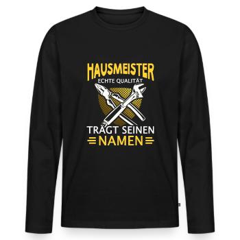 Bester Hausmeister Hauswart Haustechniker - Männer Premium Bio Langarmshirt - Schwarz - Vorne - Nico (187cm)