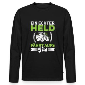 Traktor Landwirt Landmaschinenmechaniker - Männer Premium Bio Langarmshirt - Schwarz - Vorne - Nico (187cm)