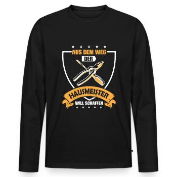 Bester Hausmeister Hauswart Haustechniker - Männer Premium Bio Langarmshirt - Schwarz - Vorne - Nico (187cm)