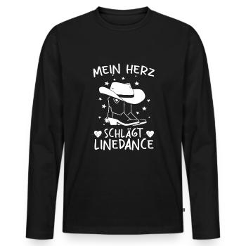Linedance Herz Line Dance Tanzgruppe - Männer Premium Bio Langarmshirt - Schwarz - Vorne - Nico (187cm)