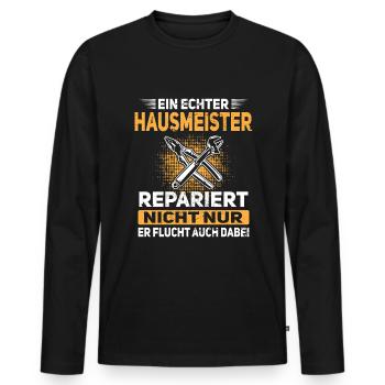Bester Hausmeister Hauswart Haustechniker - Männer Premium Bio Langarmshirt - Schwarz - Vorne - Nico (187cm)
